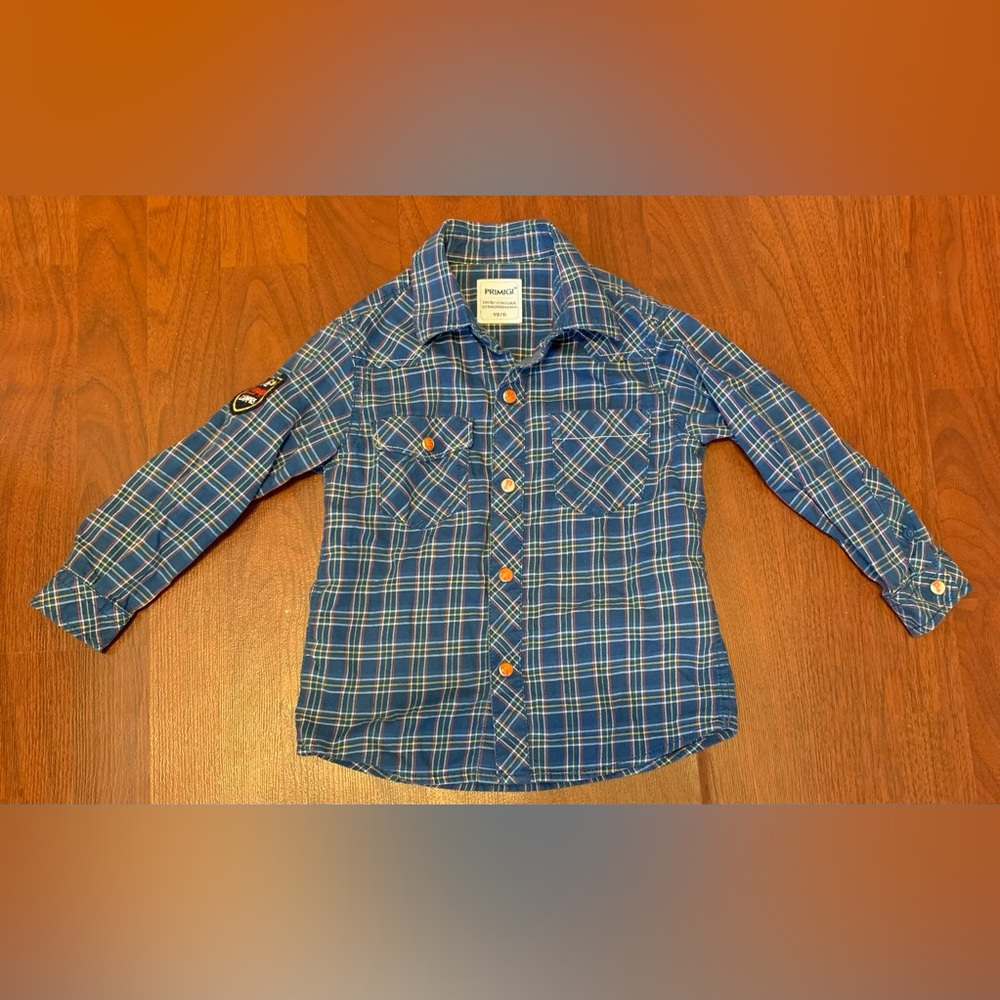 Primigi Plaid Long Sleeve Shirt Campus Players Size 24 Months